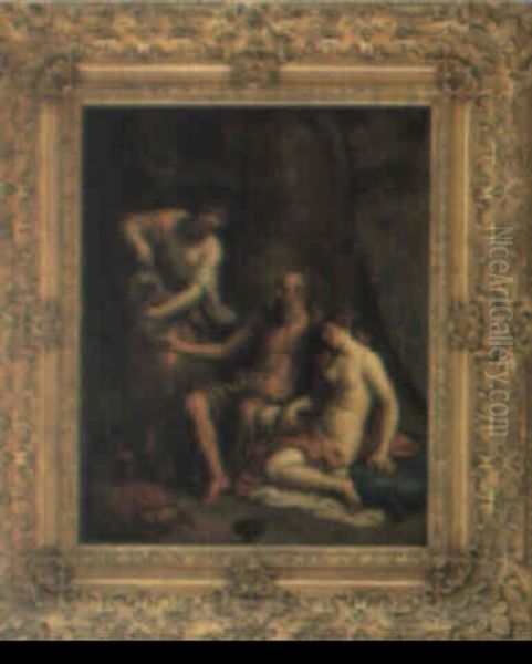 Loth Og Hans D+tre Oil Painting by Giovanni Francesco Barbieri
