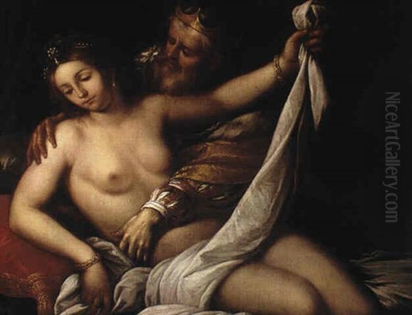 David And Bathsheba Oil Painting by  Guercino