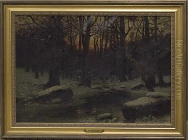 Winter Evening Oil Painting by Alexandre Gaston Guignard