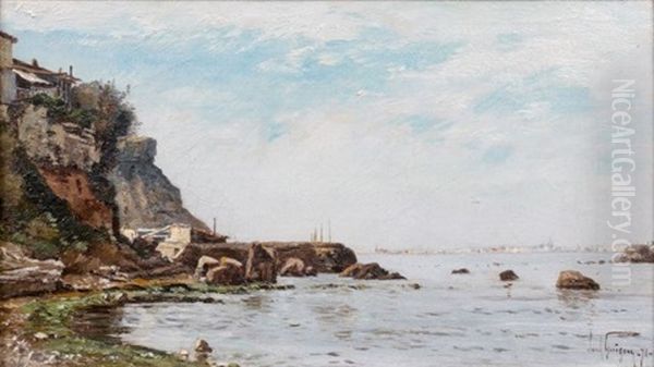 Marseille, Vue De L'estaque Oil Painting by Paul Camille Guigou