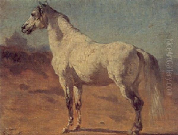Cheval Barbe Dans Paysage Oriental Oil Painting by Gustave Achille Guillaumet