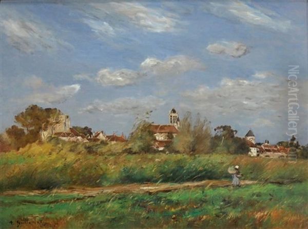 Vue De Moret Sur Loing Oil Painting by Jean Baptiste Antoine Guillemet