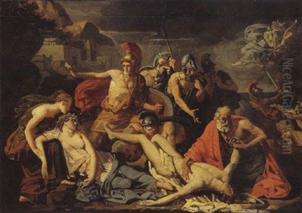 La Mort D'hippolyte, Suivant Le Recit De Theramene Oil Painting by Alexandre Charles Guillemot