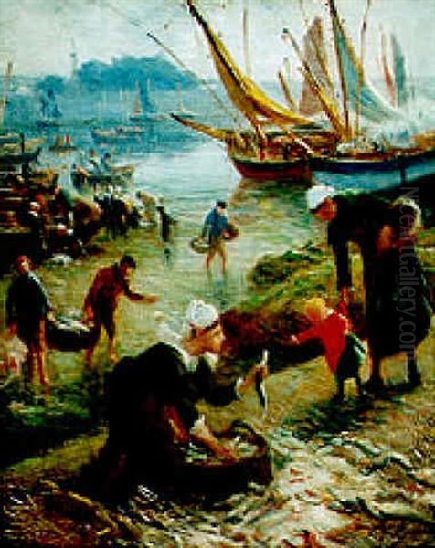 Retour De Peche Oil Painting by Alfred Guillou