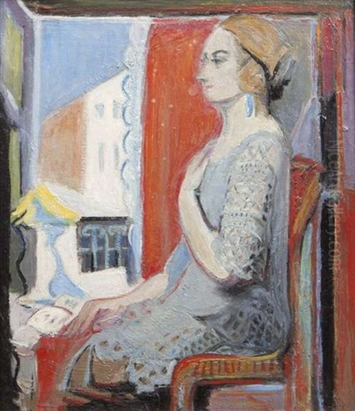 Lady By Window Oil Painting by May Guinness