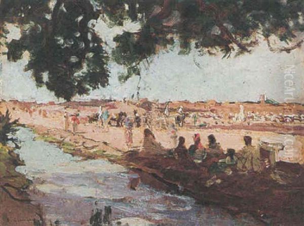 L'oasis Oil Painting by Adolphe Ernest Gumery