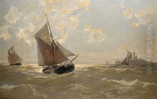 An Der Mole Oil Painting by Erwin Carl Wilhelm Guenther