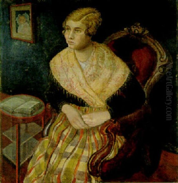 Bildnis Der Maria Gunther Um Lehnstuhl Oil Painting by Kurt Guenther