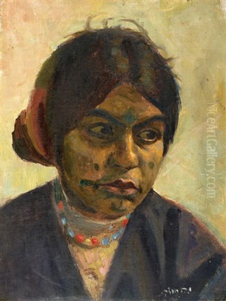 Woman With A Necklace Oil Painting by Meir Gur-Arie
