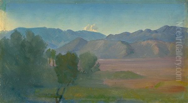 Foothill Landscape (study) Oil Painting by Ludwig Heinrich Theodor (Louis) Gurlitt