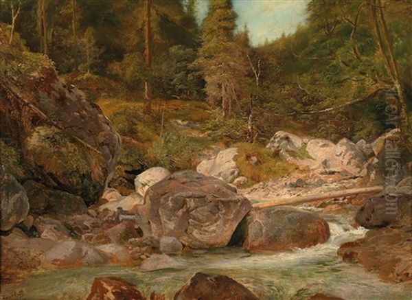 Gebirgsbach Oil Painting by Louis Gurlitt