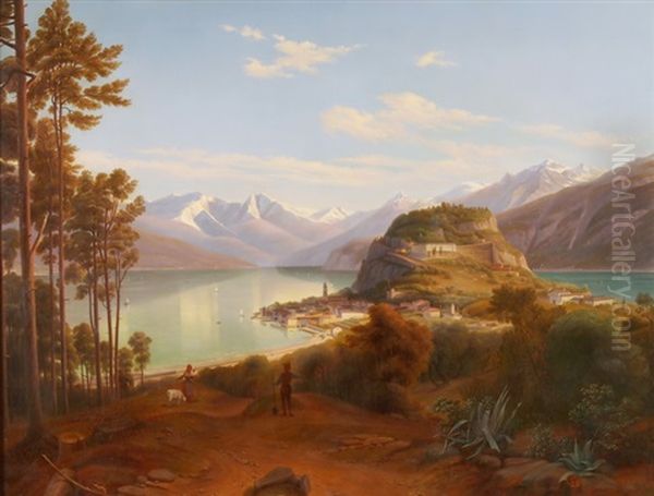 Ansicht Von Bellagio Am Comer See Oil Painting by Ludwig Heinrich Theodor (Louis) Gurlitt