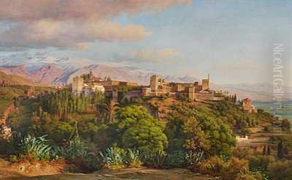 Udsigt Mod Alhambra Oil Painting by Louis Gurlitt