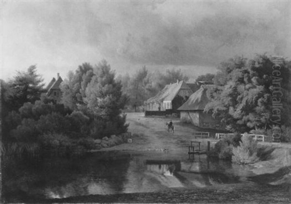 Gut Testorf In Ostholstein Oil Painting by Ludwig Heinrich Theodor (Louis) Gurlitt