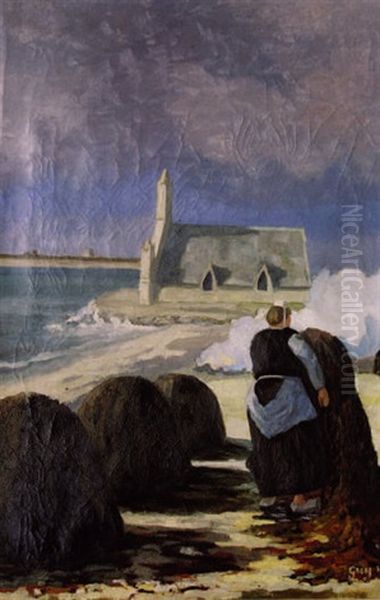Ramassage Des Goemons Oil Painting by Hippolyte Maurice Guy