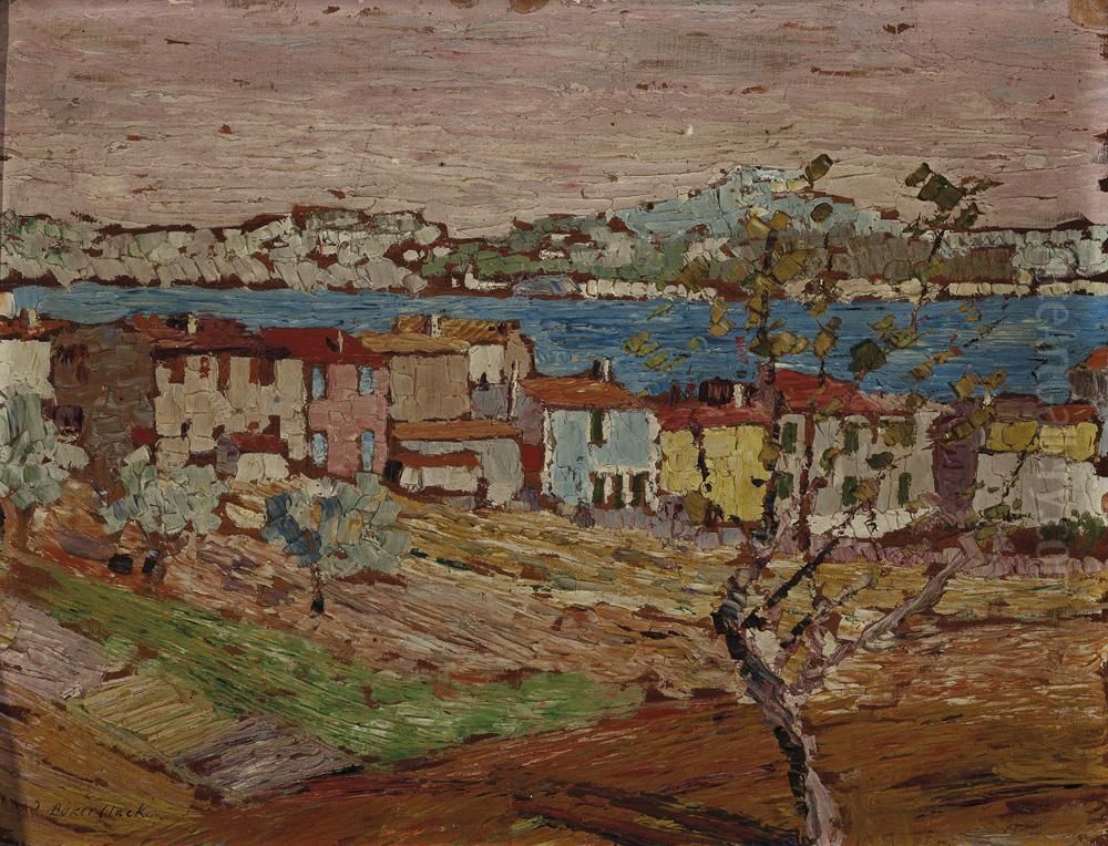 Abstract Harbour Scene Oil Painting by Arthur Baker-Clack