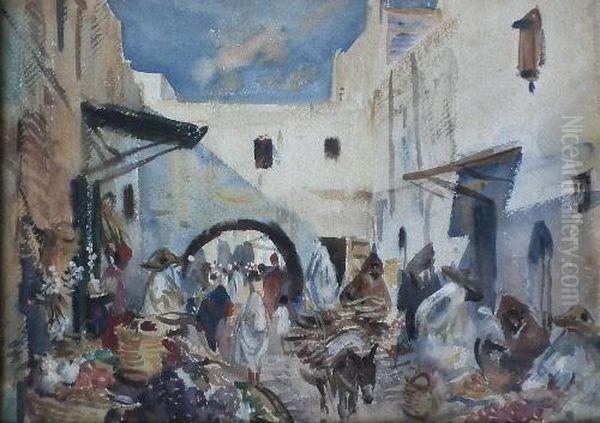 Continental Street Scene Oil Painting by Arthur Baker-Clack