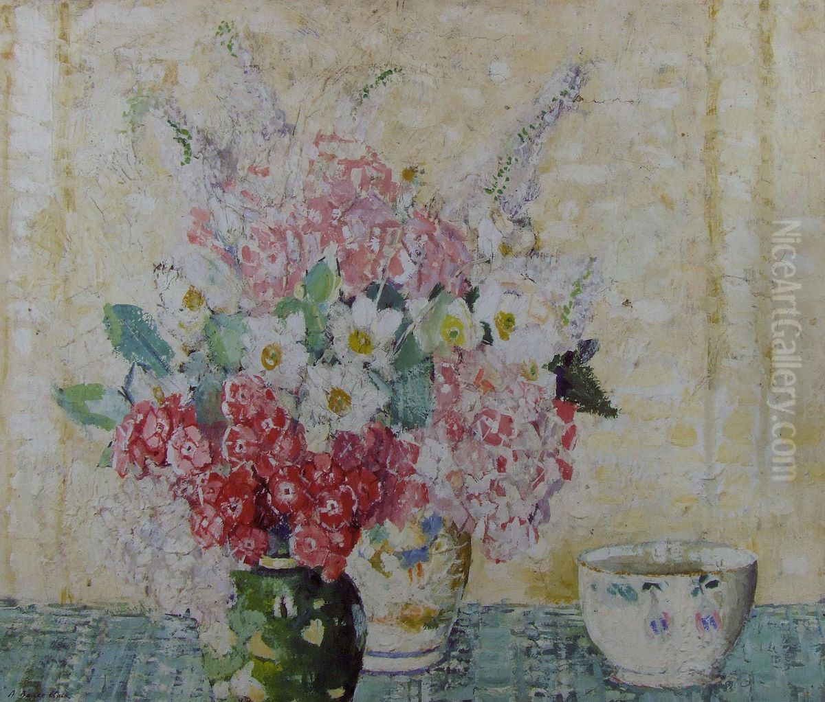 Still Life With Vases Of Flowers Oil Painting by Arthur Baker-Clack