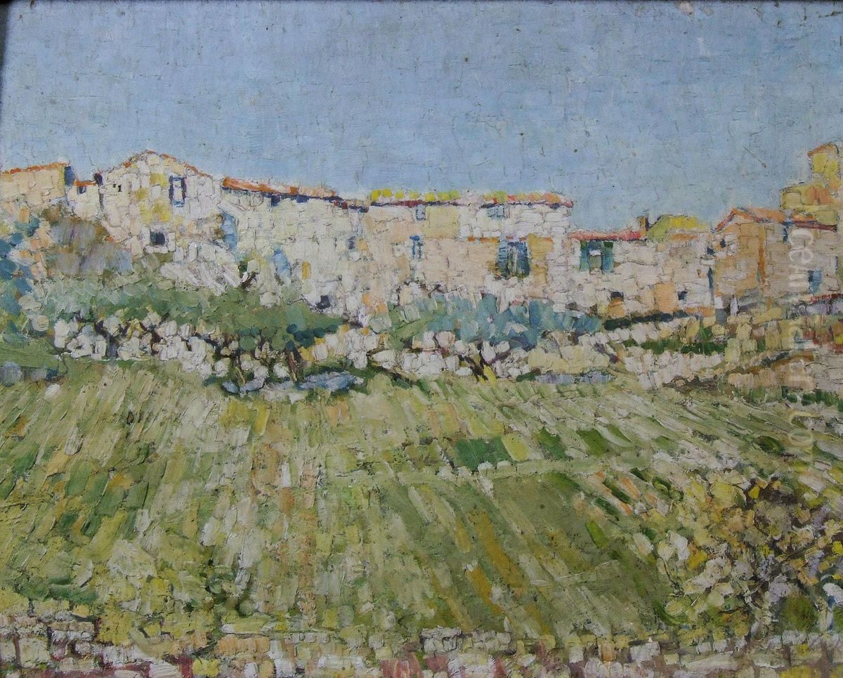 Continental Hillside View Oil Painting by Arthur Baker-Clack