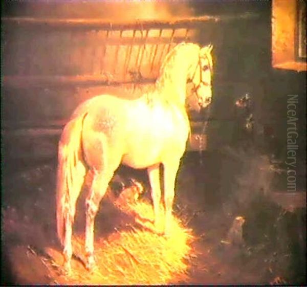 Im Pferdestall Oil Painting by Hans (Johann) Haag