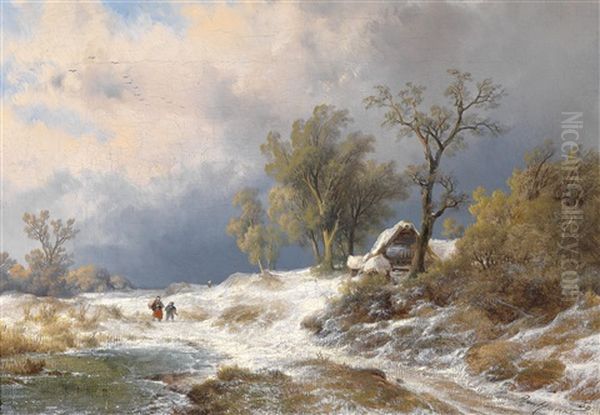 Winterlandschaft Oil Painting by Remigius Adrianus van Haanen