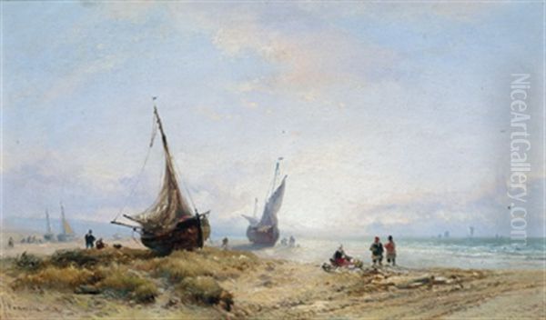 Fischer Am Strand Oil Painting by Remigius Adrianus van Haanen