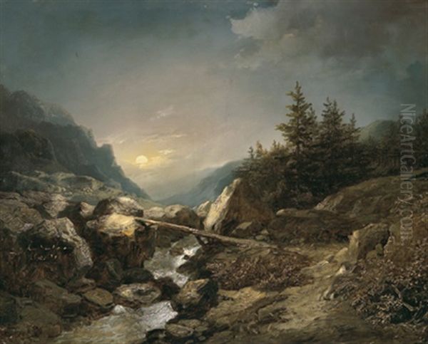 Mondnacht Oil Painting by Remigius Adrianus van Haanen