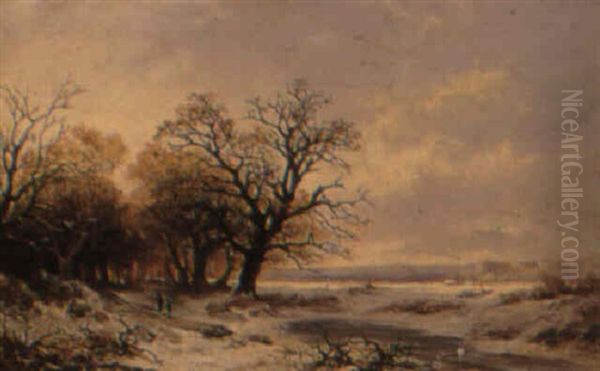 Winterliche Fluslandschaft Oil Painting by Remigius Adrianus van Haanen