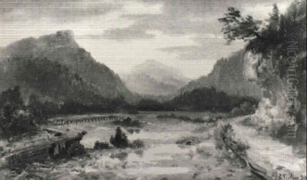Gebirgslandschaft Mit Flachem Gewasser Oil Painting by Remigius Adrianus van Haanen