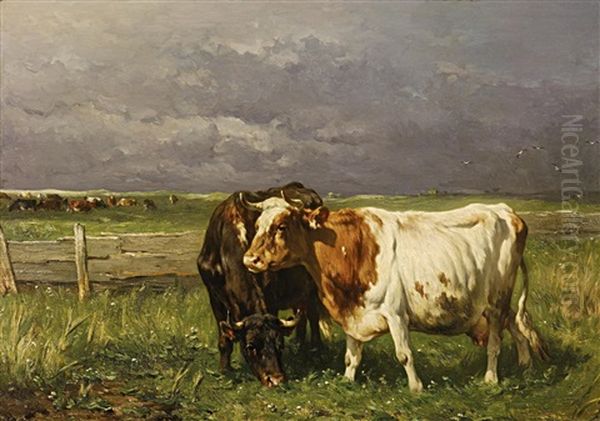 Vieh In Weidelandschaft Oil Painting by Johannes-Hubertus-Leonardus de Haas