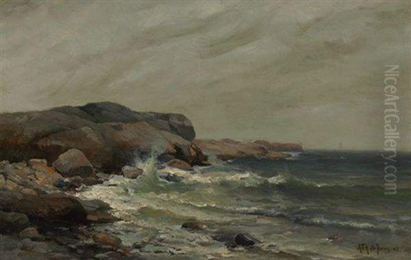 Waves On The Coast Oil Painting by Mauritz Frederick Hendrick de Haas