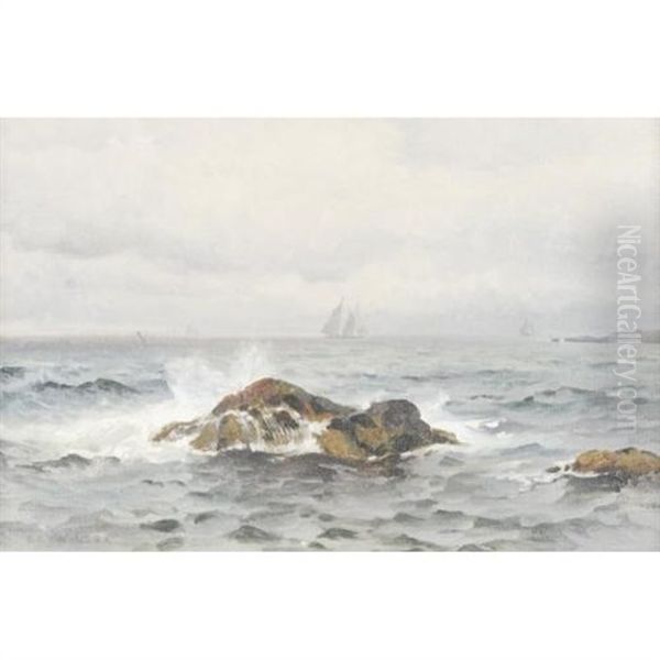 Ships Off A Rocky Coast Oil Painting by Mauritz Frederick Hendrick de Haas
