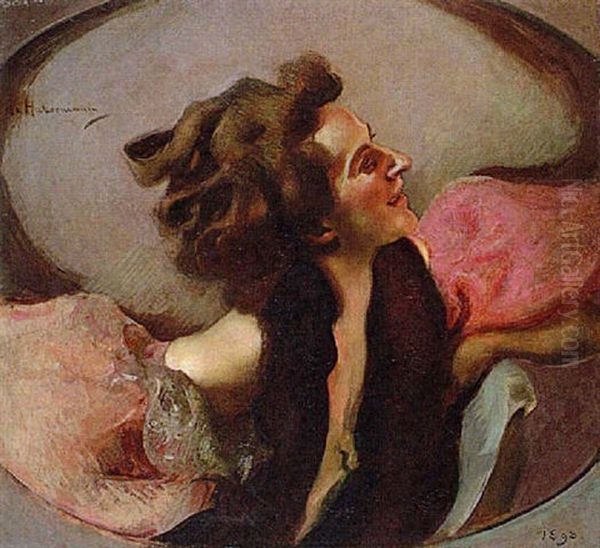 Olga Mit Rosa Aermeln Oil Painting by Hugo von Habermann the Elder