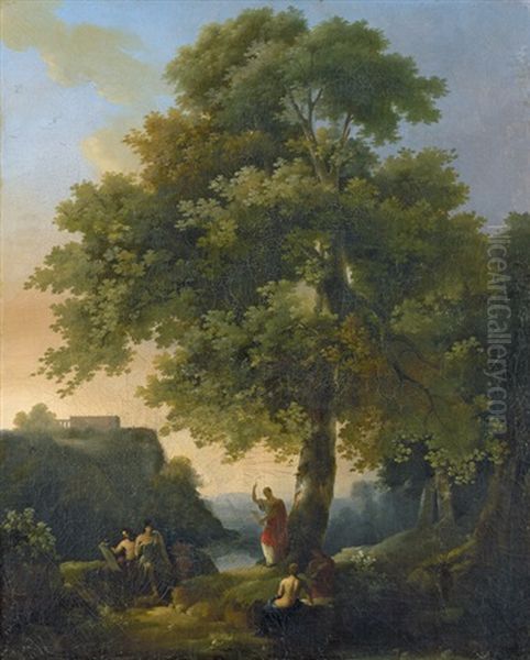 Arkadische Landschaft Mit Philosoph Oil Painting by Jacob Philipp Hackert