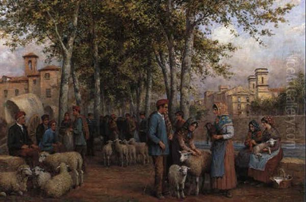 Marktszene In Dalmatien Oil Painting by Arthur Trevor Haddon