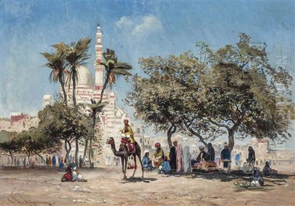 Gathering Outside The Citadel Oil Painting by Godefroy de Hagemann