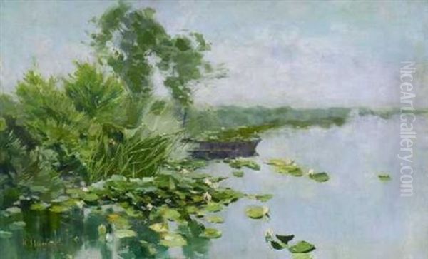 Uferlandschaft Mit Seerosen Oil Painting by Karl Hagemeister