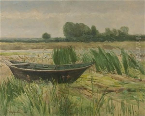Havellandschaft Mit Boot Oil Painting by Karl Hagemeister