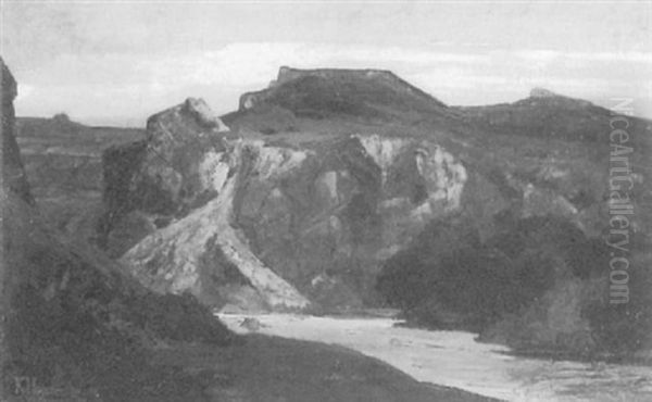 Felsige Fluslandschaft Oil Painting by Karl Hagemeister