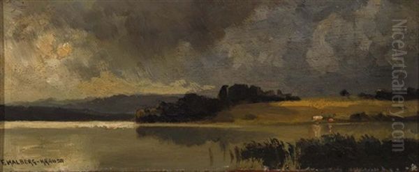 Seeufer Bei Aufziehendem Gewitter Oil Painting by Fritz Halberg-Krauss