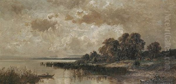 Uferpartie Am Chiemsee Oil Painting by Fritz Halberg-Krauss