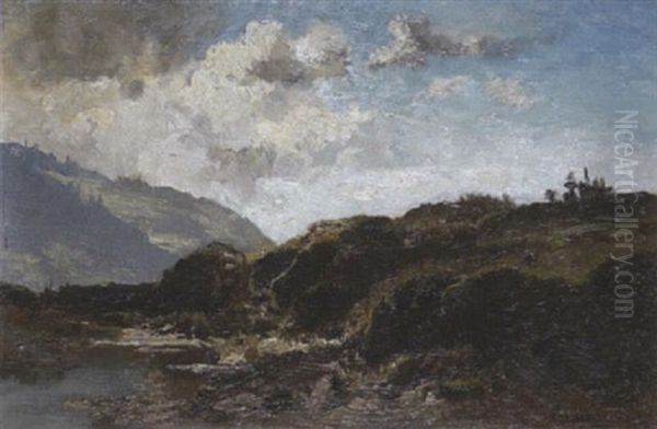 Vorgebirgslandschaft Mit Moorsee Oil Painting by Fritz Halberg-Krauss
