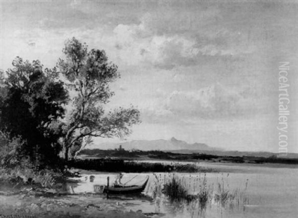 Angler Am Hopfensee Oil Painting by Fritz Halberg-Krauss