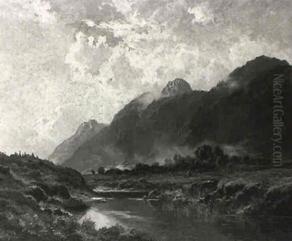 Gebirgstal Mit Flus Und Aufsteigendem Nebelschwaden Oil Painting by Fritz Halberg-Krauss