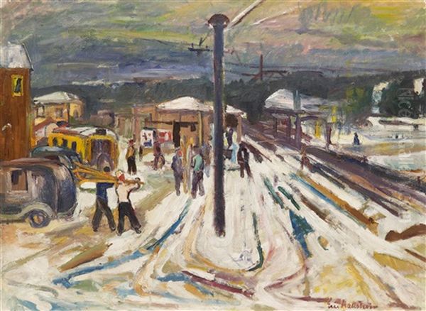 Stationen I Mariefred Oil Painting by Eric C. Hallstroem