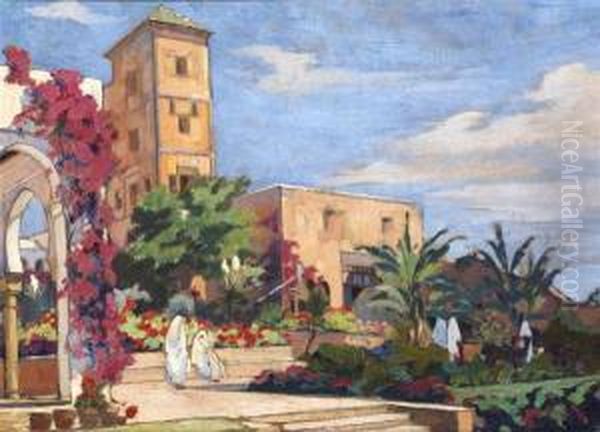 La Casbah Des Oudaias A Rabat Oil Painting by Jean Baldoui