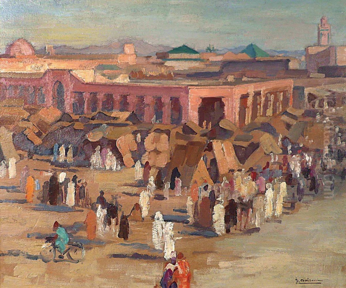 Place Djema El Fna, Marrakech Oil Painting by Jean Baldoui