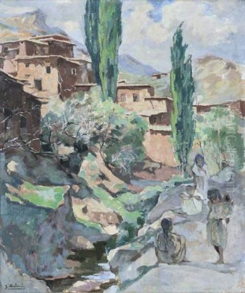 Kasbah Oil Painting by Jean Baldoui
