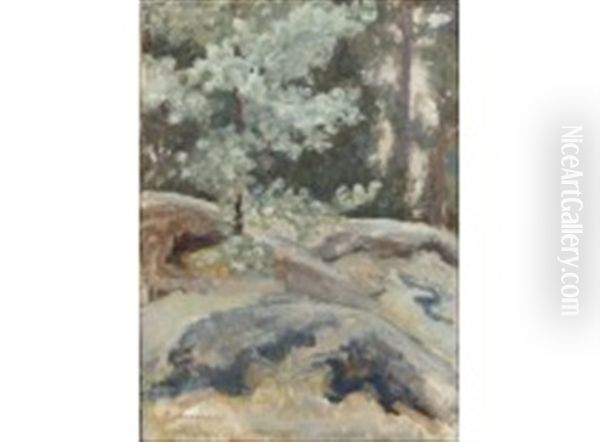 On The Rock Oil Painting by Pekka Halonen