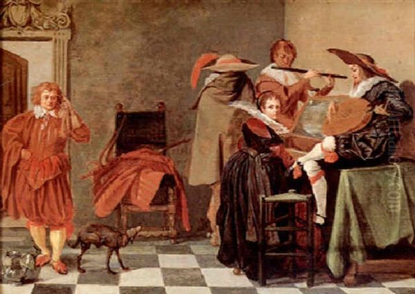 A Music-making Party In A Dutch Mansion Oil Painting by Dirck Hals